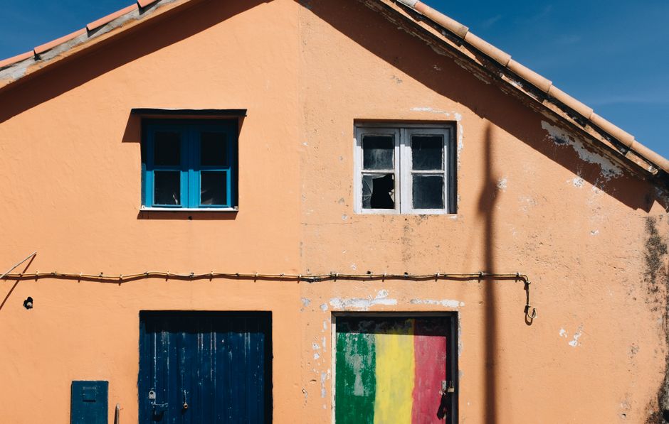 Painted trim and window on a house exterior